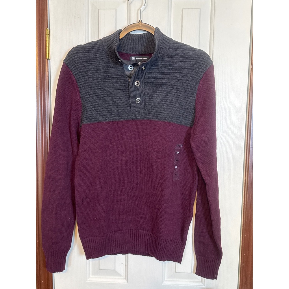INC International Concepts Sweater Pullover Button Mock‎ Neck XS
